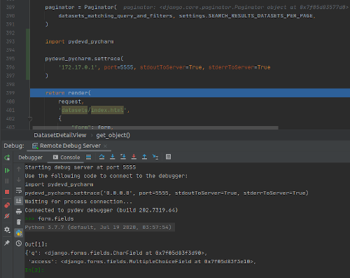 Pycharm debug output